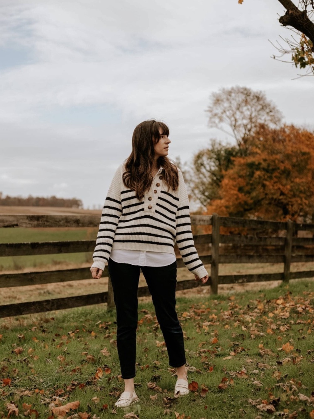 NWT Sezane Lucas Jumper in Ecru/Navy Size XS (Runs Large) - Picture 5 of 14